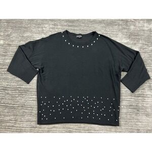 Kenneth Greene Sweater Womens Black Faux Pearl Rayon Blend Casual